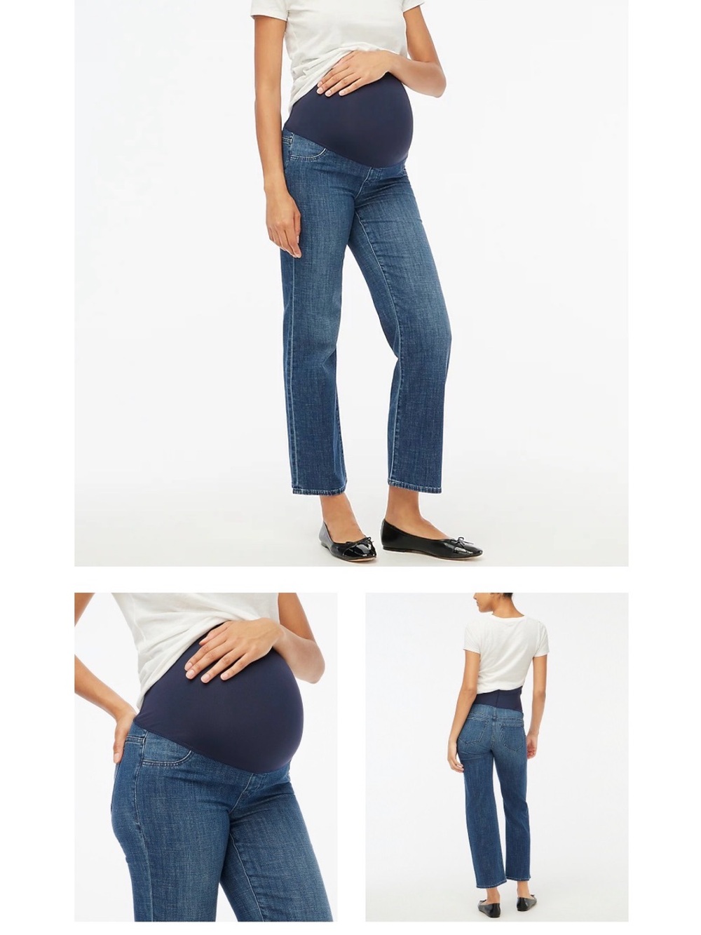 J. Crew Navy-Panel Dark Blue Straight-Leg Maternity Jeans